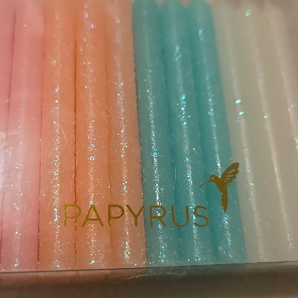 New 2 PAPYRUS 24 Glittery Pastel Candles